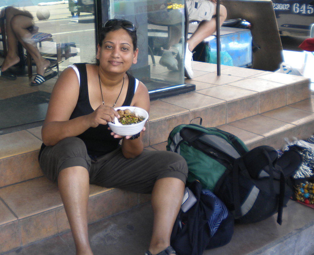 At Pattaya - couldnt wait to dig into this delicious combo of rice, beans, clam and something else!