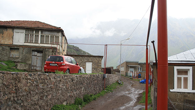 The track leading out of Gergeti Village