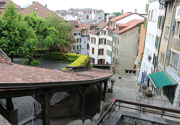 wooden stairs lausanne