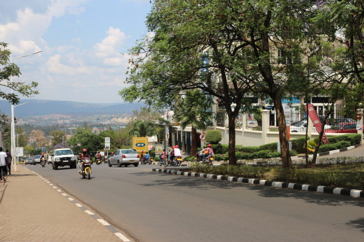 The city of Kigali is lined with flowering trees