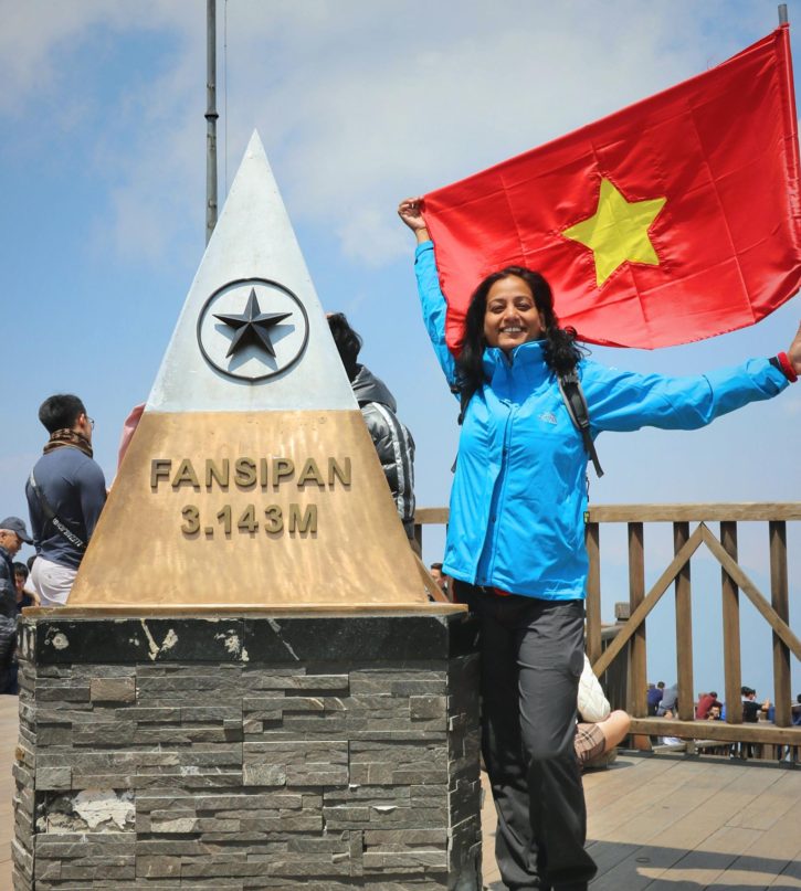 Flying the National Flag of Vietnam on Mt Fansipan