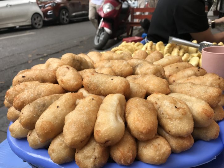 street side snacks are a common thing in Hanoi