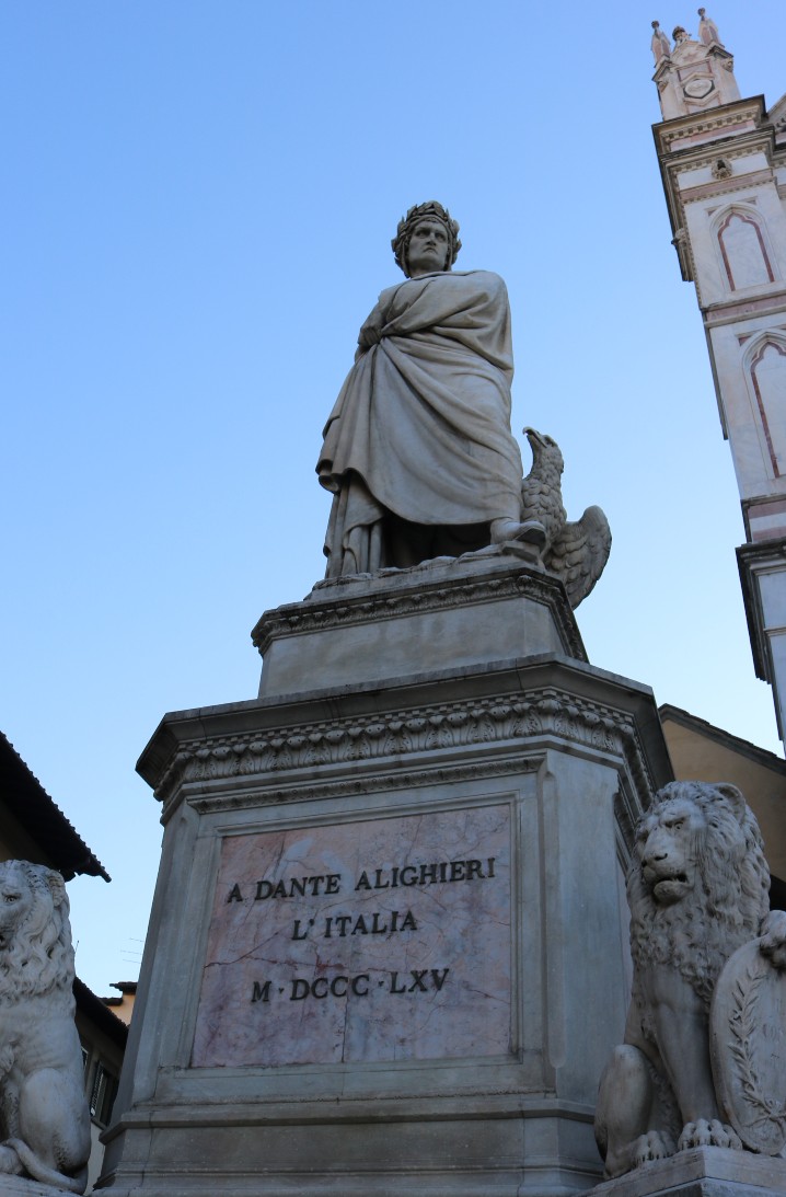 The statue of Dante Aligheri dots the city of Florence